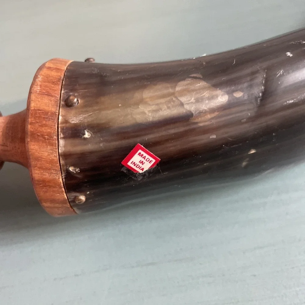 Vtg Black Powder Horn 14
